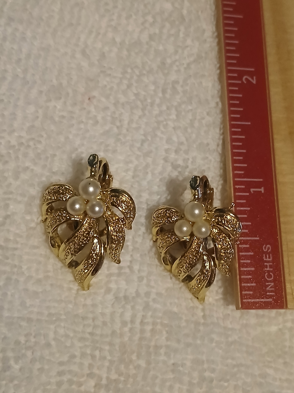 Gold-Tone Pearl Floral Clip-On Earrings - Ivory Pearls